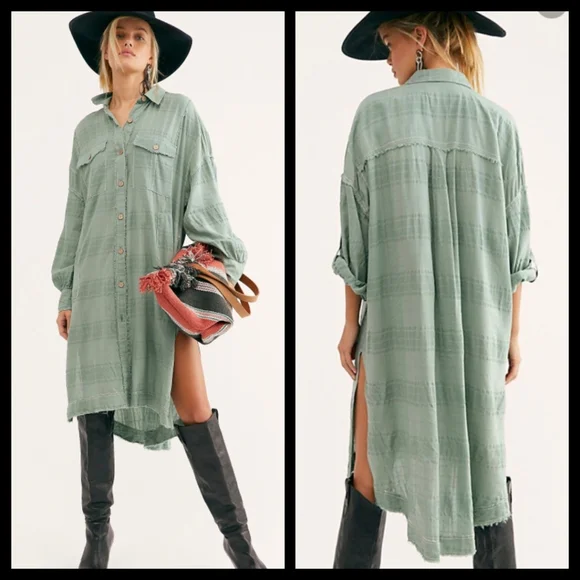 Free People Sahara Sounds Shirt Dress Small NWT - Picture 2 of 9